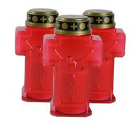 Homoyoyo 3pcs Flameless Decorative Electric Candle Lights for Outdoor Use Cross Shaped Led Candle Lamp for Garden and Memorials Battery Operated for Graveyards and Churches