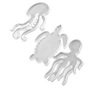 Homoyoyo 3Pcs Flexible Animal Silicone Mold for DIY Epoxy Casting Crafts Non Stick Silicone Moulds for Ocean Decor Including Jellyfish Octopus and Turtle Shapes