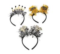 Homoyoyo 3pcs Glitter Star Hair Bands for Year Festival Party Lightweight Sparkly Headbands with Crowns and Stars Sequins Comfortable Fit Year Eve Photo Props for Family Gatherings and