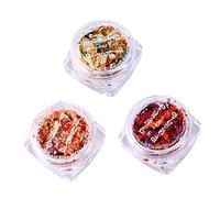 Homoyoyo 3pcs Gold Leaf Flakes and Gold Foil Gilding Flakes Set for Manicure Nail Art Diy Crafts Uk