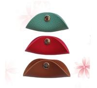 Homoyoyo 3pcs Half Round PU Leather Cord Keepers Cable Storage Organizer Wire Holder Compact Lightweight Earphone Cable Straps for Travel Home Office Red Green Khaki