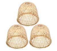 Homoyoyo 3pcs Handmade Retro Bamboo Lampshade Woven Rustic Pendant Light Covers for Table Lamps Compatible with Bulbs for Farmhouse Home Corridors and Small Spaces