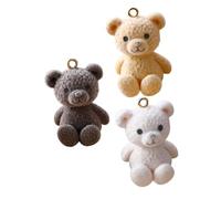 Homoyoyo 3Pcs Kawaii Bear Charms for Jewelry Making Smooth Polished Pendants with Attachment DIY Earring and Bracelet Craft Supplies in White Beige