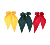 Homoyoyo 3pcs Large Satin Hair Bow Barrettes for Women Oversized Long Tail Ribbon Hair Clips with Secure Grip in Red Yellow Green for Ladies