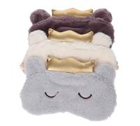Homoyoyo 3Pcs Lightproof Sleeping Eye Mask with Elastic Bands Supple Soft Blindfolds for Travel Stress Relief Comfortable Sleep Lovely Plush Cat Design Grey Purple Gold