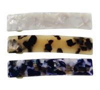 Homoyoyo 3pcs Marble Pattern Spring Hair Barrettes for Women Rectangular Clips with Tortoise White and Blue Colors Lightweight Strong Hold Hair Clips and Everyday Use