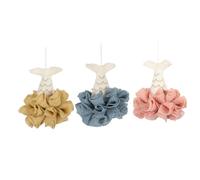 Homoyoyo 3Pcs Mermaid Tail Cartoon Bath Balls Shower Scrubber with Hanging Rope for Exfoliating and Smoothing Skin Easy Foaming Bath Sponge for Home and Travel Use