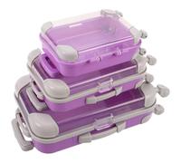 Homoyoyo 3pcs Mini False Eyelash Storage Suitcase Set with Wheels, Portable Travel Lash Holder Cosmetic Organizer Boxes in Light Purple and Purple for Eyelash Extensions and Makeup