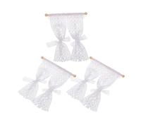 Homoyoyo 3pcs Miniature Lace Dollhouse Curtains Window Drapes Tiny House Decoration Accessories for Dollhouse Doors and Mini Room Scenes