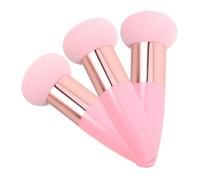 Homoyoyo 3PCS Mushroom Head Makeup Sponges with Handle Multipurpose Cosmetic Applicators for Foundation Powder Blush Washable Pink Sponge with Rose Gold Aluminum Holder for Easy Grip