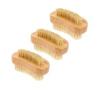 Homoyoyo 3Pcs Natural Beech Wood Double-sided Nail Brushes Portable Manicure Supply for Cleaning Fingernails Hands Feet Household Scrubbers