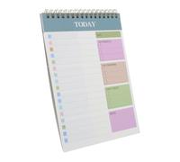 Homoyoyo 3pcs Plan Notepad to Do List Notepad A5 Undated Daily Notebook Paper Metal Spiral 52 Sheets Blue for School Home Students Professionals