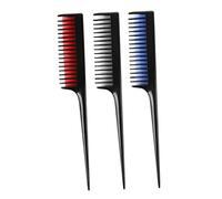 Homoyoyo 3pcs Plastic Hair Styling Combs Set with Tip Tail and Long Handles for Household and Barber Use - Black, Red, Blue - Detangling and Hairdressing Tools for Men and Women
