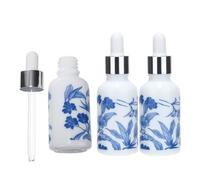 Homoyoyo 3pcs Portable Leak-proof Ceramic Essential Oil Bottles with Glass Droppers, 30ml Whiteware Perfume Dispensers for Travel and Cosmetic Liquid Storage Random Color