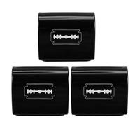 Homoyoyo 3pcs Razor Blade Disposal Boxes Black Iron Case for Safe Storage and Protection from Injury Suitable for Barbershop and Home Use
