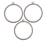 Homoyoyo 3pcs Round Plastic Embroidery Hoops with Wood-Like Finish Inner Diameter Cross Stitch Frames for DIY Sewing Crafts Fabric Stabilization for Precise Stitching and Creative Projects