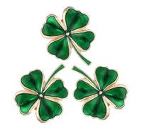 Homoyoyo 3pcs Shamrock Brooch Pins Set, Four Leaf Irish Clover Lapel Accessories in Emerald Green, Good Fortune Jewelry for Women St Patrick’s Day Celebration