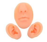 Homoyoyo 3pcs Silicone Body Part Simulation Set Flexible Ear Nose Mouth Models Realistic Piercing Practice Props for Makeup Training Teaching Skin-friendly Hypoallergenic