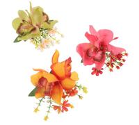 Homoyoyo 3pcs Simulation Orchid Flower Hair Clips Artificial Hawaiian Floral Headpieces Boho Barrettes for Women Party Wedding Beach Side Decoration