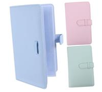 Homoyoyo 3pcs Small Photo Album PU Card Holder Multifunctional Picture Storage for Photos Business Cards Receipts Compact Gift in Mint Green Pink Blue