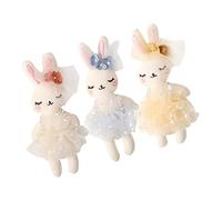 Homoyoyo 3pcs Small Plush Bunny Dolls Soft Stuffed Rabbit Ornaments for DIY Headband Crafts Adorable Cotton Filled Plush Yellow Gray for Handmade Decorations