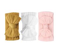 Homoyoyo 3pcs Soft Nylon Elastic Headbands with Bows for Newborn Comfortable Stretchy Hair Bands Hair Accessories