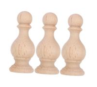 Homoyoyo 3pcs Solid Wood Finials for DIY Lamp and Curtain Rods Artistic Roman Bridge Design Natural Wood Craft Finial Caps with Detailed for Home Decor