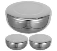 Homoyoyo 3Pcs Stainless Steel Rice Bowls with Lids Metal Snack Soup Mixing Bowls for Home Restaurant Hotel Use Portable Lightweight Korean Style Food Containers