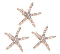Homoyoyo 3pcs Star Rhinestone Pearl Hair Pins Gold Hair Clips for Brides