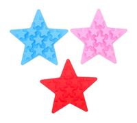 Homoyoyo 3Pcs Star Shaped Silicone Ice Cube Trays Set, Creative Small Cube Ice Mold Maker for Cocktails, Smoothies, Gummy Candy, and Beverage Freezing in Red, Pink, and Blue