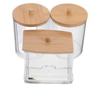 Homoyoyo 3pcs Transparent Holder with Lids Leakproof Clear Organizer Canisters for Cotton Buds Floss and Hair Clips Ventilated Storage Boxes for Bathroom and Salon Use