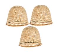 Homoyoyo 3pcs Vintage Bamboo Lampshade Handmade Pendant Light Cage Cover for Bulbs Elegant Round Design for Hallways and Cozy Small Spaces