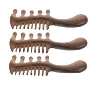 Homoyoyo 3pcs Wooden Scalp Massager Comb Fivetooth Round Design for Scalp Massage Hair Detangling Durable Multi Use Wide Tooth Comb for Holistic Meridian Therapy