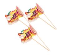 Homoyoyo 3pcs Year Paper Dragon DIY Craft Accessory Creative Chinese Dragon Making Material for Fun Hands Activity to Enhance Imagination and Skills Random Style