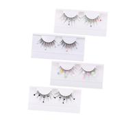Homoyoyo 4 Pairs Glitter Sequins False Eyelashes with Colored Hearts Flowers Butterflies Thick Lengthening Lash Extensions for Christmas Year Party Eye Catching Look