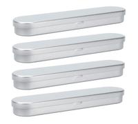 Homoyoyo 4 Pcs Metal Pen Box Portable Sponge Tin Boxes for Students Silver Sturdy Design Better Protected and Keep Organized Home Storage