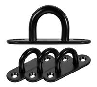 Homoyoyo 4 Pieces Stainless Steel Pad Eye Plate Hooks M6 Oval U-Shaped Ceiling Hooks Heavy Duty for Hanging Sandbags Ropes and Ceiling Fans in Home Storage