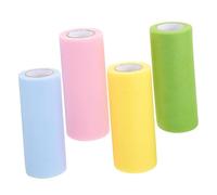 Homoyoyo 4 Rolls Decorative Tulle Spool Chic Mesh Ribbon for DIY Wedding Dress Party Craft Wrapping Soft and Durable Netting Fabric Pastel Colors Light Blue Pink Light Green Yellow