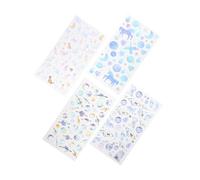Homoyoyo 4 Sheets Crystal Epoxy Decorative Stickers for DIY Scrapbook and Mobile Phone Case Laminated Hand Account Decals with Fantasy Unicorn Cat and Planet Designs for Craft Lovers and