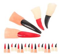 Homoyoyo 40pcs Halloween Cosplay Fingernails Set, Black and Red Fake Witch and Vampire Nails (8x2cm 6x2cm), Masquerade Props for Party and Costume Accessories
