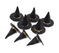 Homoyoyo 40pcs Mini Black Witch Hats for Dolls Lightweight Plastic Wizard Caps Intricate Halloween Craft Accessories for DIY Fairy Gnome Roleplay Party Decorations and School Events