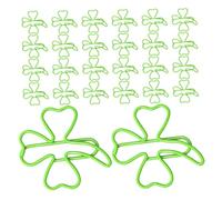 Homoyoyo 40pcs Shamrock Paper Clips Decorative Metal Clips for Easy Organizing Bookmarks and Document Clamps for Students Teachers and Office Use Lovely Green Design