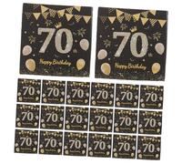 Homoyoyo 40pcs Wedding Dessert Napkin Dessert Cake Table Supplies Wine Paper Napkins Party 70th Birthday Paper Cake 70 Aged Birth Party Tableware Black