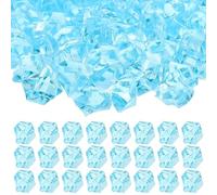 Homoyoyo 450pcs Acrylic Fake Ice Cubes Decorative Reusable Artificial Ice Blocks for Photography Props Home Wedding Vase Filler Lake Blue