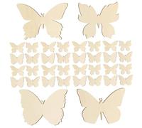 Homoyoyo 48Pcs Wooden Butterfly Cutouts Natural Wood Craft Pieces for DIY Painting and Decoration Blank Wood Slices for Adults Safe and Decorative Butterfly Crafts