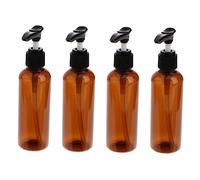 Homoyoyo 4pcs 100ml Emulsion Bottle Set Pump Black Press Pump Brown Body Portable Lotion Dispenser for Travel and Outdoor Use