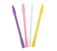 Homoyoyo 4pcs 10cm Silicone Stir Sticks for Facial Masks, Reusable Makeup Mixing Rods in White Yellow Pink Purple, DIY Skincare Tool for Beauty and Craft Use