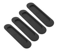 Homoyoyo 4pcs Adhesive Oval Recessed Sliding Door Handles Stick-on Flush Pulls for Cabinet Closet Glass Doors, Black Self-Stick No-Drill Installation for Home and Office