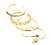 Homoyoyo 4Pcs Adjustable Women Finger Rings Dainty Cz Jewelry for Party Daily Wear Cute Plated Rings for Durable Comfortable Fashion Accessories