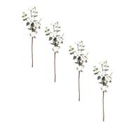 Homoyoyo 4pcs Artificial Cotton Faux Grass Stems Bouquet Diy Flower Arranging Material with Eucalyptus Leaves, Realistic Silk Home Décor for Indoor Vase and Craft Supplies
